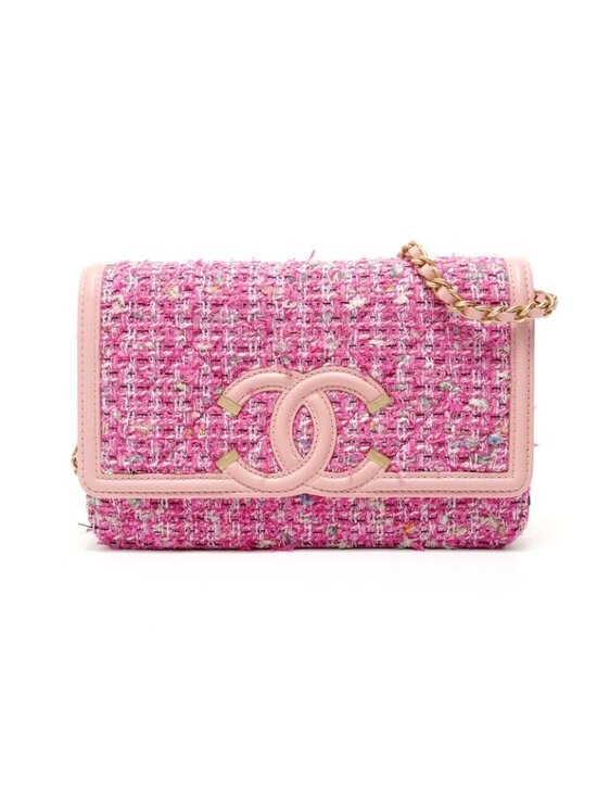 Chanel Handbags - Chanel Shoulder Bag Filigree Tweed Chain Wallet